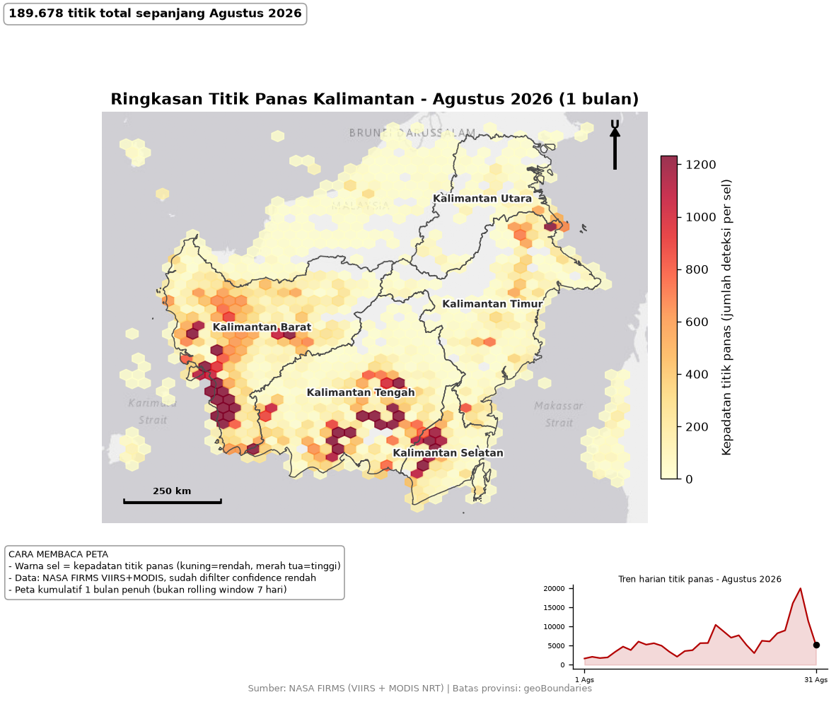 Kalimantan wildfire hotspot map