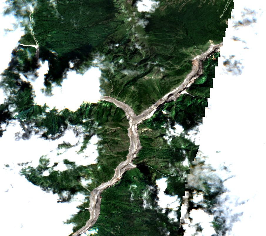 Bhote Koshi Valley post-event satellite imagery